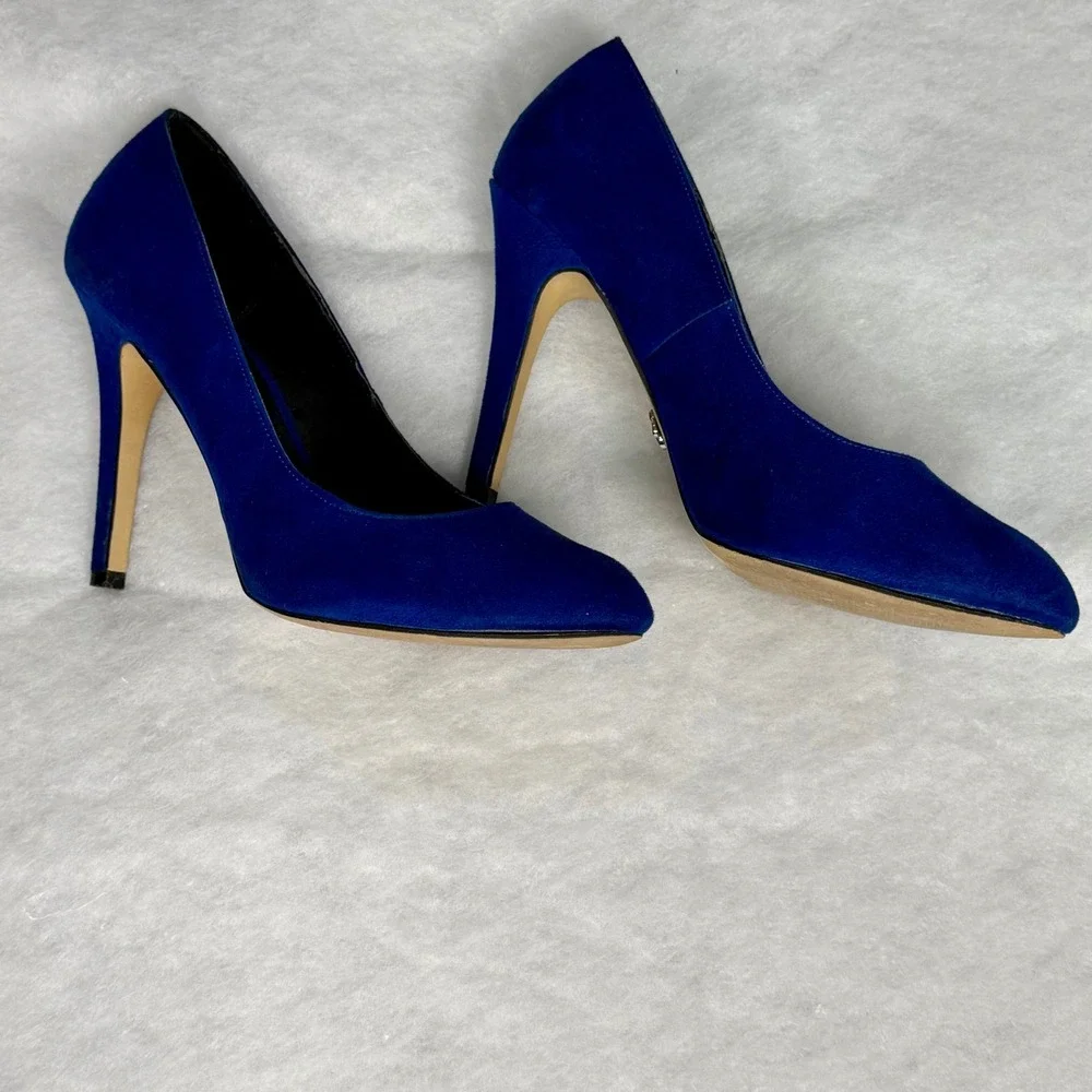 Rock Republic Pumps 9.5 Blue Faux Suede Pointed Toe Stiletto Heels RRGWENBLUE